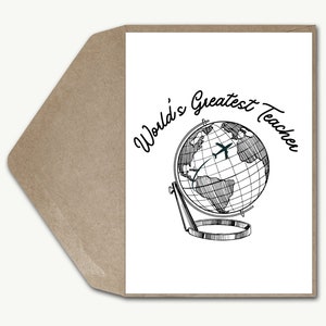 Der größte Lehrer der Welt Dankeskarte Globe Pun Geographie-Lehrer-Gruß-Karte Bester Lehrer Danksagungs-Karte Lehrer-Anerkennungskarte