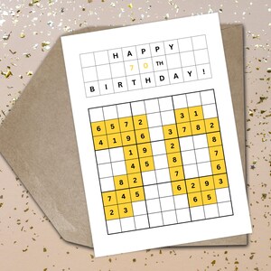 Cartão de aniversário de 70 anos Cartão de aniversário de Sudoku Cartão de aniversário de 70 anos Cartão de quebra-cabeça de Sudoku exclusivo Cartão de aniversário de 70 anos para ele Cartão de aniversário de 70 anos para ela