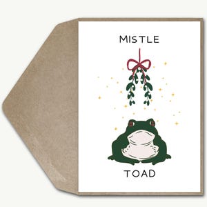 Mistel-Kröte lustige Weihnachtskarte, moderne Weihnachtskarte, festliches Weihnachtswortspiel Frosch-Tierwitz-Urlaubs-Gruß-Karte Freund, Freundin, Frau