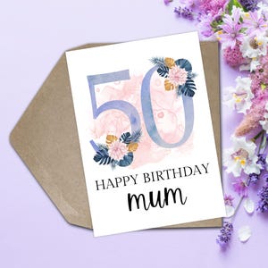 Karte zum 50. Geburtstag von Sohn Grußkarte Mama Karte zum 50. Geburtstag von Tochter 50.Geburtstagskarte Karte 50