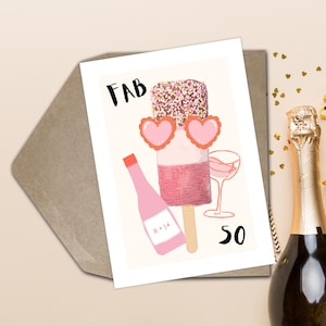 Fab 50e verjaardagskaart dochter 50e verjaardagskaart moeder 50e verjaardagskaart zus 50e verjaardagskaart voor vrouwen 50e verjaardagskaart wijnrosé