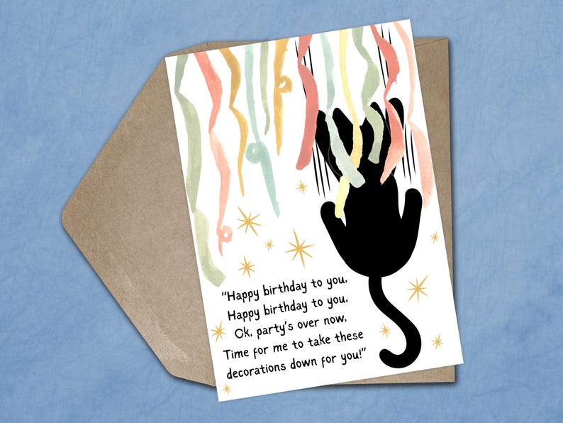 Black Cat Birthday Card Funny Birthday Card for Her Cute Cat Mum ...