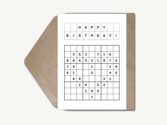 Sudoku Birthday Card for Him, Funny Sudoku Greetings Card Dad Joke,  Sudoku Puzzle Game Card Grandad, 300gsm 5x7" Personalised Card Brother
