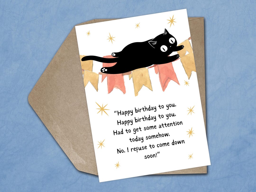 Birthday Card Cute Black Cat Birthday Card for Her Cat Mum Funny ...