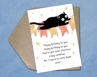Geburtstagskarte Niedliche Schwarze Katze Geburtstagskarte Für Sie Katzenmutter Lustige Geburtstagskarte Von Katzenvater Witz Lied Parodie Katze Alles Gute zum Geburtstagkarte Für Ihn