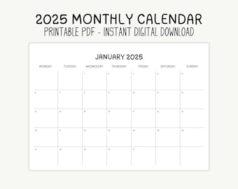 2025 Calendar PDF Calendar 2025 Monthly Calendar 2025 Printable 2025 Calendar Printable 2025 Wall Calendar 2025 Printable Calendar 2025 PDF