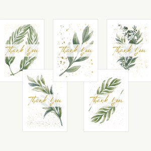 Bruiloft Bedankkaart Pack Aquarel Eucalyptus Bladeren Salie Groen Bladgoud Print Luxe Elegante Bedankkaarten Leraar Multipack 1-150