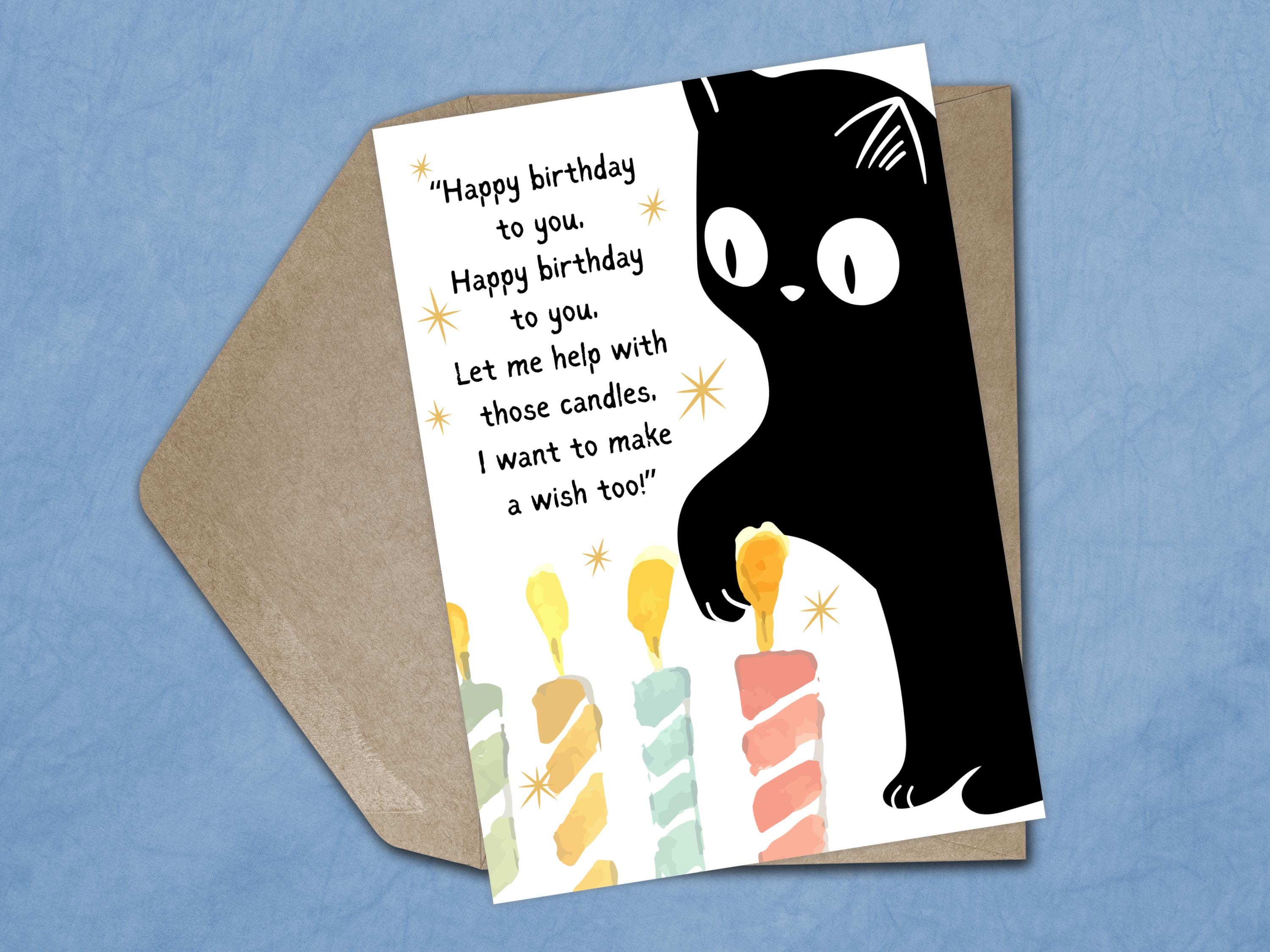 Black Cat Birthday Card Funny Cat Mum Birthday Card for Her Cute ...