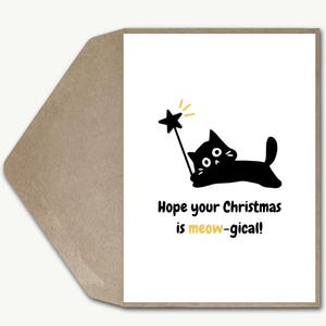 Cartão de Natal de gato preto, cartão de Natal engraçado de gato, cartão de Natal de piada festiva de gato, cartão de felicitações de Natal fofo, mãe de gato, amante de gatos, dona de animal de estimação