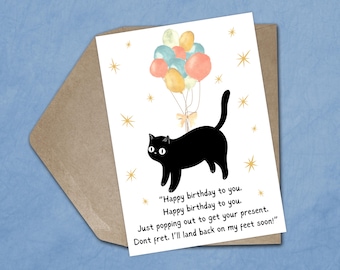 Funny Birthday Card Cute Cat Birthday Card for Her Black Cat Mum ...
