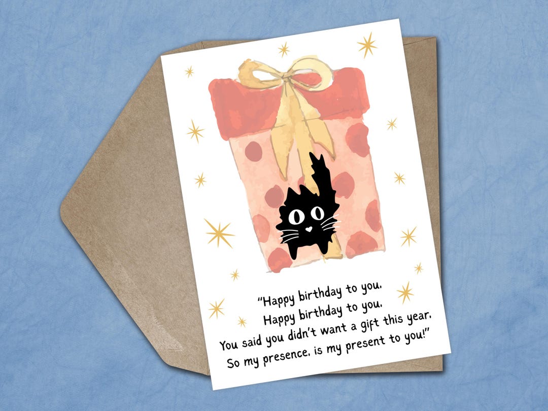 Cute Cat Birthday Card Funny Birthday Card for Her Black Cat Mum ...