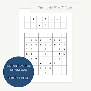 Cartão de agradecimento Sudoku, papai, piada, sudoku, quebra-cabeça, cartão engraçado para imprimir, avô, mãe, sudoku, cartão de felicitações, ação de graças, irmão, amigo, irmã, gran