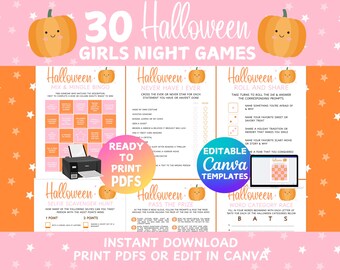 Halloween Spiel Bundle für Teenager und Erwachsene, Damen Nachtspiele, Halloween Pyjama-Party Spiele, Halloween Mädchen Nachtspiele, druckbares Halloween Spiel