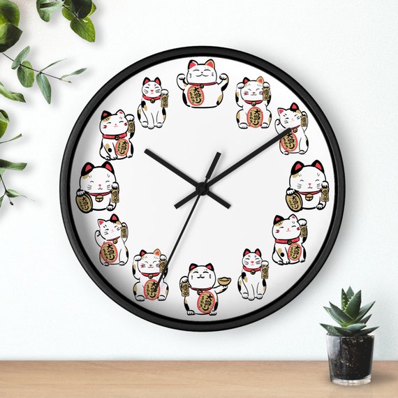 Asian cat clock discount