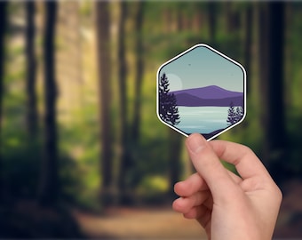 Mountain and Lake Sticker - Durable and Waterproof - Put on your iPad, Car, Hydroflask, Laptop