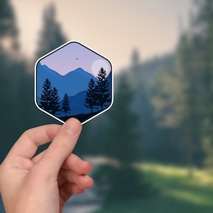 Mountain sticker - waterproof sticker incredibly durable - travel sticker, nature sticker, car sticker, waterbottle sticker, hike sticker