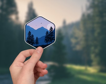 Mountain sticker - waterproof sticker incredibly durable - travel sticker, nature sticker, car sticker, waterbottle sticker, hike sticker