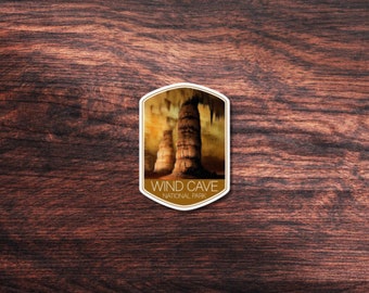 Wind Cave National Park Sticker, Great for Hydroflask, Laptop, or outdoors. Waterproof Vinyl Sticker