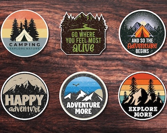 Vintage Adventure and Mountain Stickers