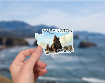 Washington Coast Sticker Featuring Rialto Beach Perfect for Water Bottle, Laptop, Car