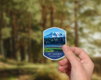 Mt Rainier National Park Sticker, Great for Hydroflask, Laptop, or outdoors. Waterproof Vinyl Sticker