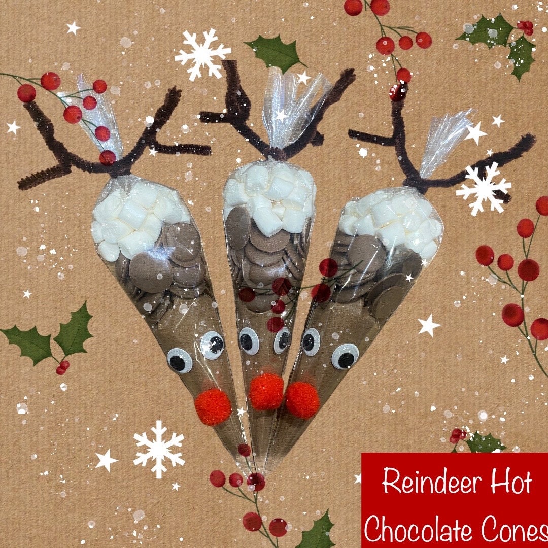 Christmas Reindeer Cadbury Hot Chocolate Cones Stocking - Etsy UK