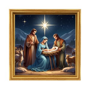 Divine Nativity Scene: Digital Download Art for Christmas
