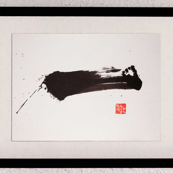 Einheit / Eins (japanische Zen Kalligrafie), shodō Kunst, minimalistisch, handgemacht