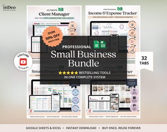 Small Business Spreadsheet Service Business Expense Tracker Project Gantt Chart Marketing Planner Social Media Organizer CRM Google Sheet