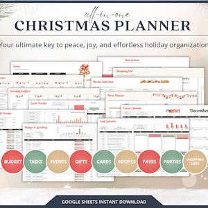 Weihnachts-Organizer-Vorlage Google Sheets Geschenk Tracker Tabelle Weihnachtsbudgets für Mama Planer Digitaler Partyplaner Checkliste