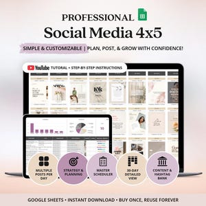 Sjabloon voor een contentkalender voor sociale media (spreadsheet), digitale planner voor sociale media, Instagram-berichten (Google Sheet), beheer van sociale media.