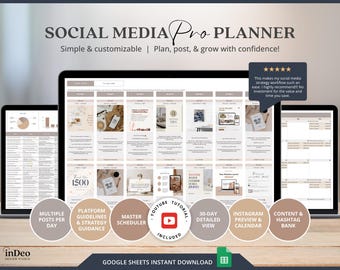 Social Media Planner Social Media Content Planner And Calendar Social Media Management Calendar Digital Content Planner Spreadsheet