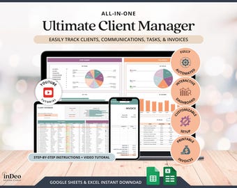 Small Business Client Tracker Template Google Sheets CRM Tracker Customer Manager Invoice Tracker Template Lead Management Business Planner