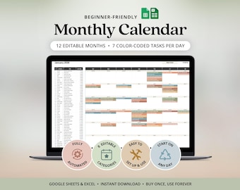 Editable Monthly Calendar 2027 Google Sheets Excel To Do List Spreadsheet Calendar Planner Task Organizer Template Digital Download