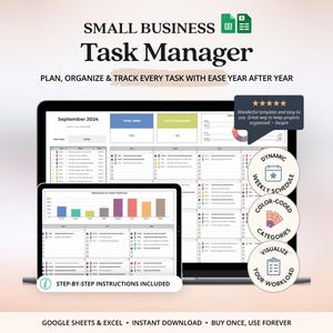 Modèle de calendrier mensuel numérique Google Sheets/Excel, outil de suivi des tâches de projet d'équipe, modèle de liste de tâches prioritaires Excel