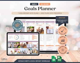 Målspårning Google Sheets Enkel målplanerare Kalkylblad Mall för SMART målsättning Vision Boarding Nyårslöftesplanerare 2026