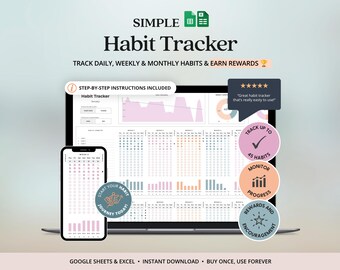 Habit Tracker Google Sheets 2026 Daily Weekly Monthly Planner For Women Digital Routine Chart Habit To Do List Daily Goal Board Spreadsheet