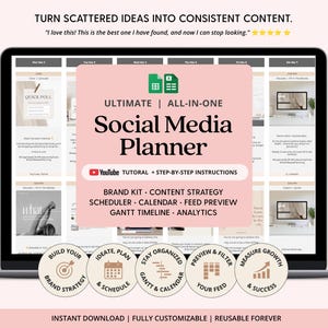 Social Media Content Calendar Google Sheets Content Planner Template Monthly Content Creator Spreadsheet Excel Small Business Spreadsheet