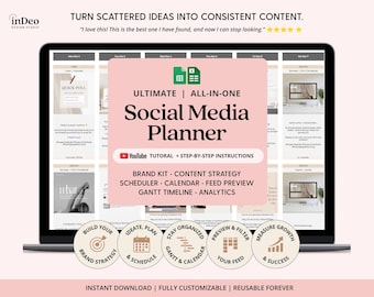 Social Media Content Calendar Google Sheets Content Planner Template Monthly Content Creator Spreadsheet Excel Small Business Spreadsheet