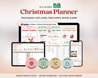 Digital Christmas Planner Spreadsheet Christmas Gift Tracker Google Sheets Christmas Recipe Cards Christmas Countdown Budget Tracker  Excel