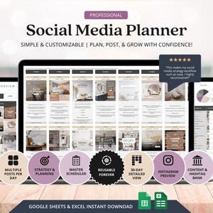 Social Media Content Planner Google Sheet Social Media Management Template Digital Content Planner ADHD Social Media Planner Marketing