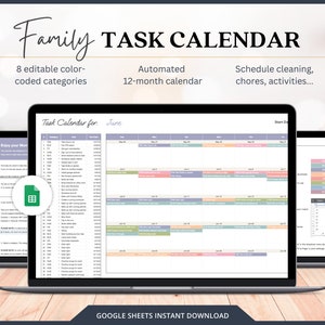 Sjabloon gezinskalender Google-spreadsheet Taaktracker Spreadsheetsjabloon Digitale planner ADHD-maandplanner iPad Organizer