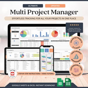 プロジェクト管理Excelテンプレート CRMクライアントトラッカー ガントチャート 2026 カンバンボード 予算スプレッドシート マルチプロジェクトトラッカー Googleスプレッドシート