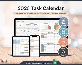 ADHS Aufgaben-Tracker, monatlicher Familiengeburtstagskalender, tägliche Aufgabenpriorität, minimalistischer Google Sheets-Produktivitäts-Aufgabenplaner