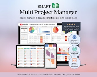 Small Business Project Management Bundle Google Sheets Calendar Kanban Board Planner Spreadsheet Organizer Digital Download Planning