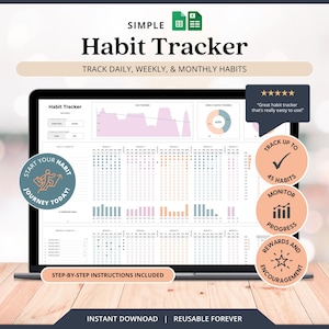 Habit Tracker Google Sheets 2026 Daily Weekly Monthly Planner For Women Digital Routine Chart Habit To Do List Daily Goal Board Spreadsheet