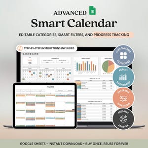 ADHD Task Tracker Monthly Yearly Family Birthday Calendar Daily Priority To Do List Minimalist Google Sheets Productivity Task Planner