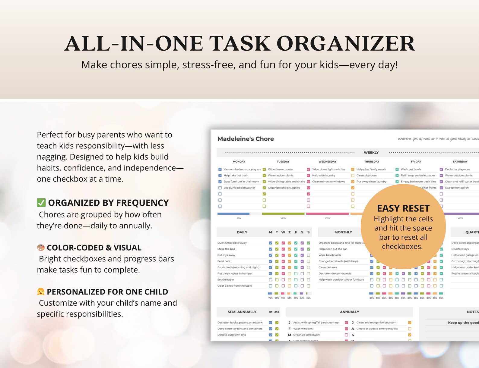 Chore Task Graph Printable Chore Chart for Kids Routine Chart for Kids Template Chore ...