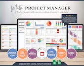 Multi Project Management Template For Business Bundle Template Small Business Planner Spreadsheet Calendar Kanban Board Google Sheets