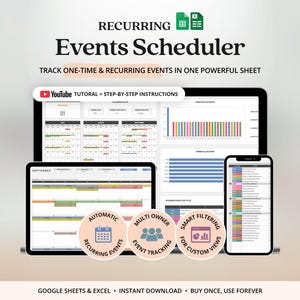 Recurring Task Tracker Excel Spreadsheet Perpetual Calendar Recurring Events Schedule Template Google Sheets Activities Organizer Excel